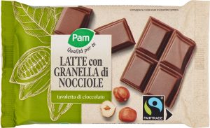 Cioccolato al latte PAM certificato Fairtrade con granella di nocciole: