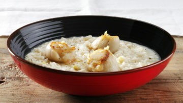 Risotto al tè verde, capesante e zenzero