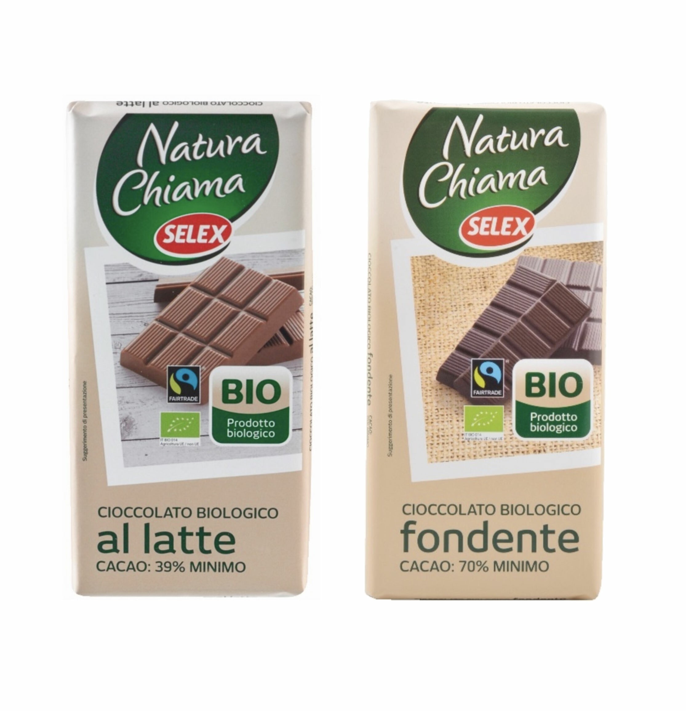 Cioccolato al latte e fondente biologico